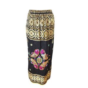 Vintage Womens M/L‎ African Ethnic Formal Maxi Skirt Embellished Fish Cotton